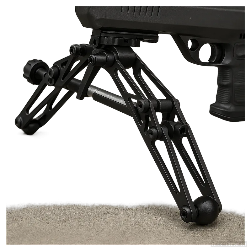 Сошки Drozd F-Class под винтовкой на мате — рабочее положение