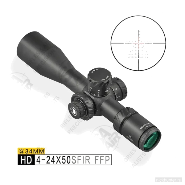 Discovery HD 4-24x50 SFIR FFP с врезкой прицельной сетки в чёрно-белом варианте