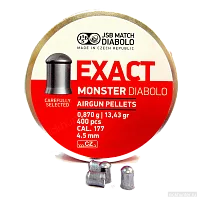 JSB Exact Monster Diabolo 4.5 мм: банка с обратной стороны и две пули у основания
