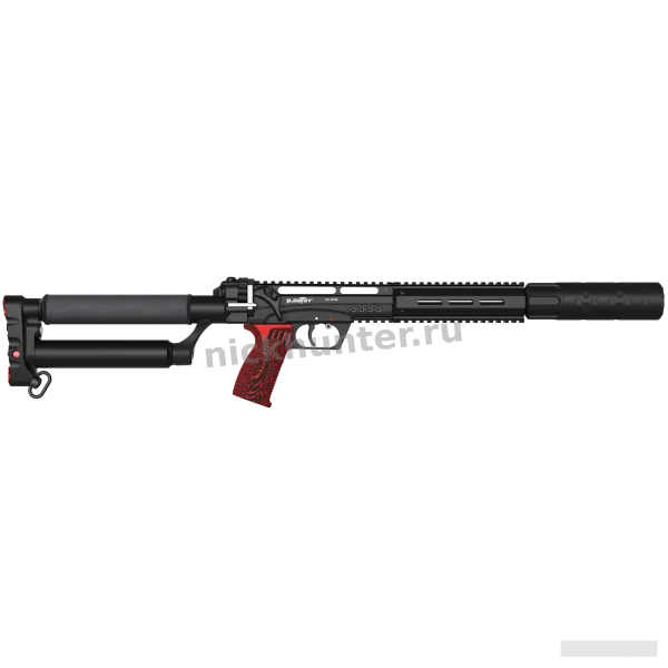 EDgun Леший 2 с модератором BEGEMOT и цевьём Weaver, ствол 350 мм — вид слева