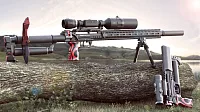 EDgun Леший 2 с цевьём Вивер и запасной колбой рядом на бревне