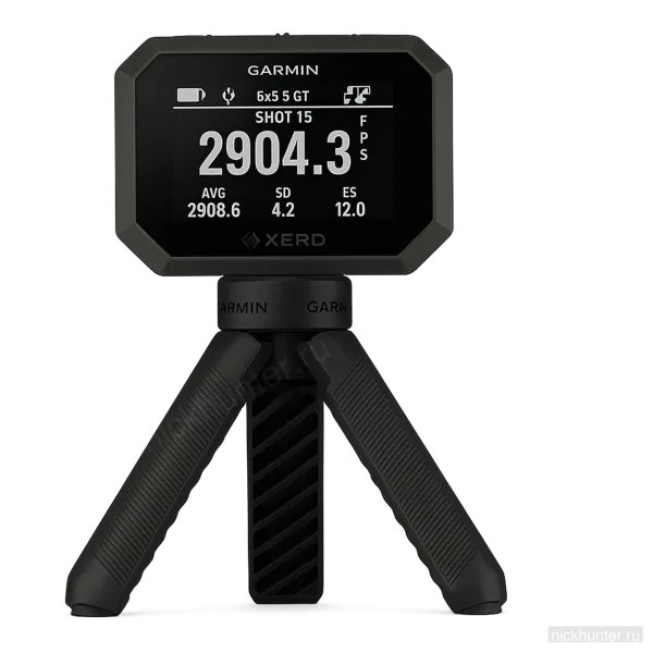Хронограф Garmin Xero C2 на треноге, на экране 2904,3 fps