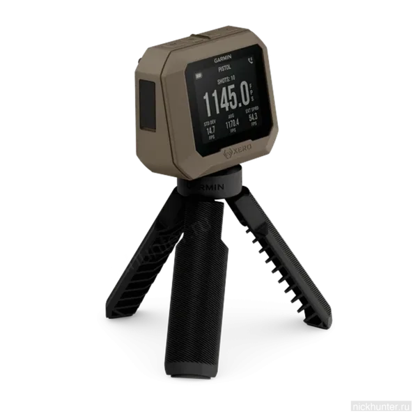 Garmin Xero C1 Pro набок — компактный корпус на складных ножках