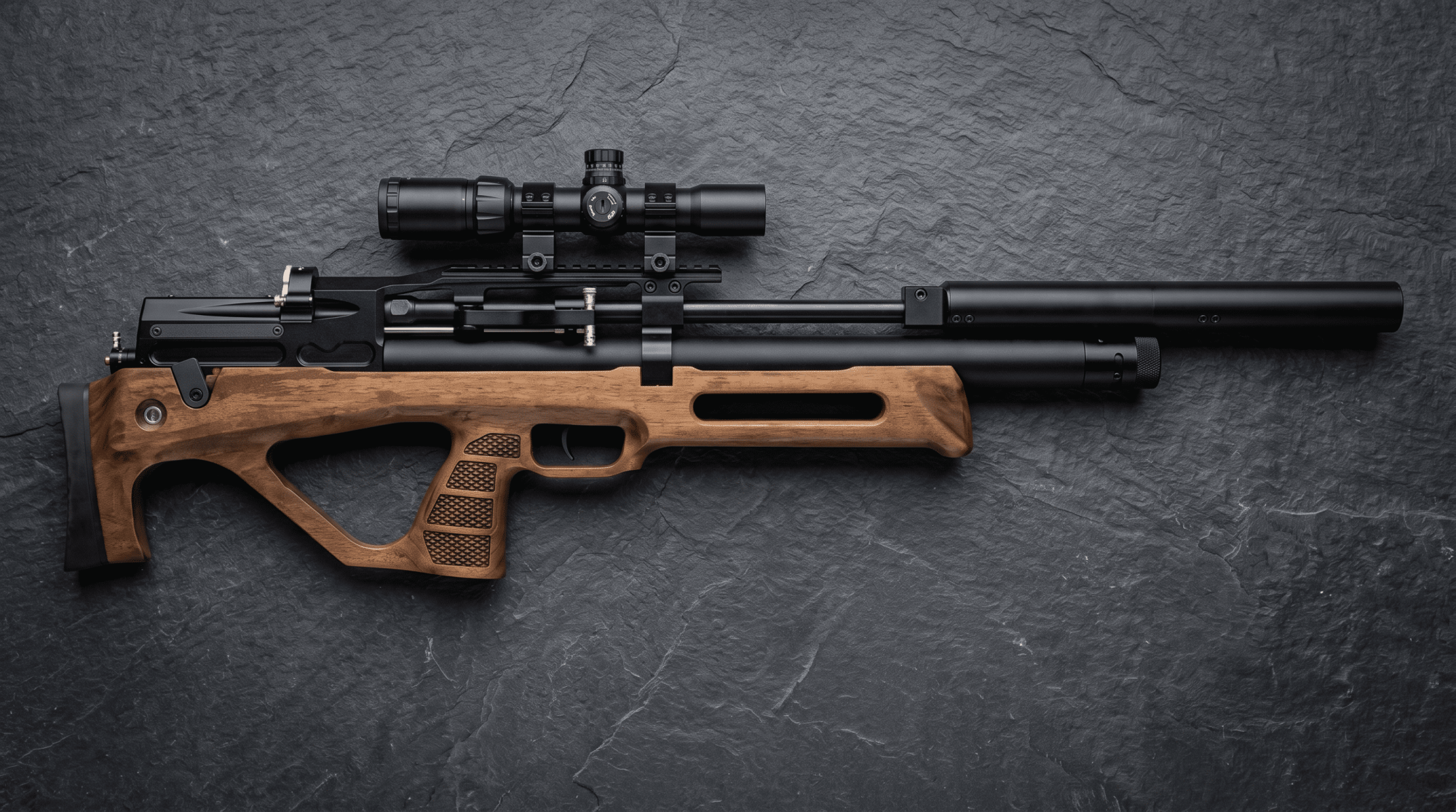 PCP Егерь с передним взводом Jager SP BullPup (6.35 мм, дерево, 590 мм) полигонал
