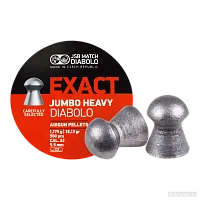 Банка JSB Exact Jumbo Heavy Diabolo 5.5 мм 1.175 г, две пули перед ней