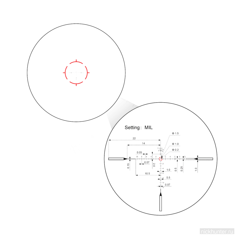 Оптический прицел Vector Optics Continental x10 1-10x28 ED FFP VET-RAR — прицельная сетка