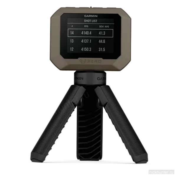 Экран Garmin Xero C1 Pro со списком выстрелов и разбросом по сериям