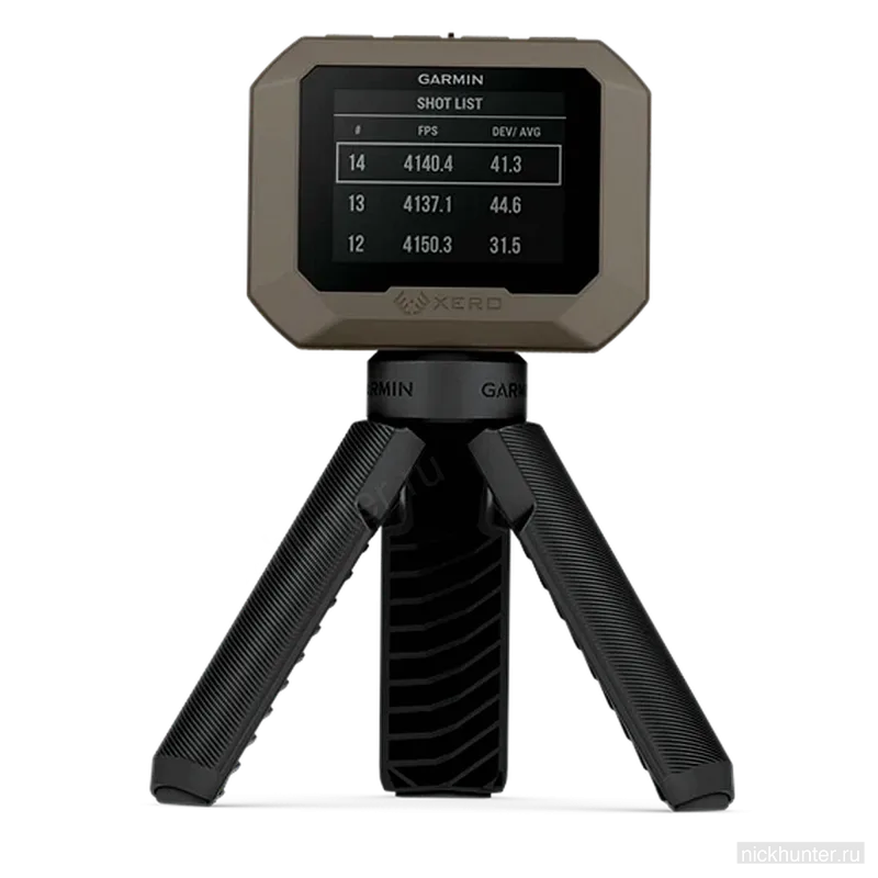 Экран Garmin Xero C1 Pro со списком выстрелов и разбросом по сериям