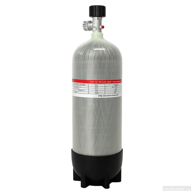 Баллон высокого давления Alsafe 6,8 л 300 бар с манометром для PCP — вид сбоку