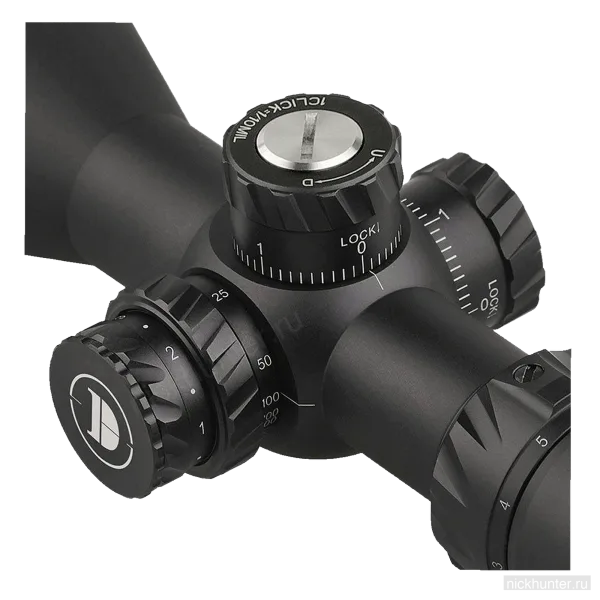 Барабаны Discovery HD GEN2 3-12x44 крупным планом со шкалой и фиксатором