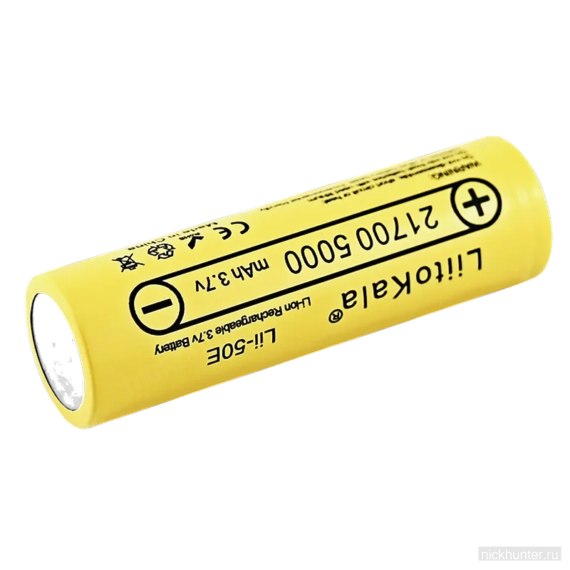 Аккумулятор 21700 LiitoKala Lii-50E 5000mAh (плоский контакт) — вид сбоку